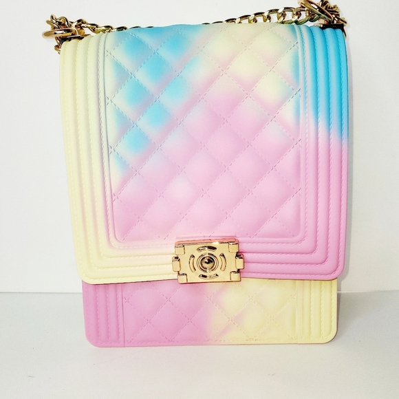 Caleesa Women's Quilted Multicolored Classic Flap Jelly Purse - Picture 2 of 7